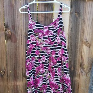 Torrid, knee length, floral and striped sundress, size 2